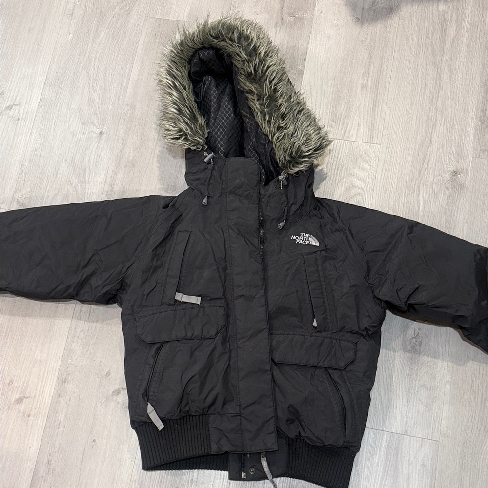 The North Face Black Hooded Jacket with Fur Trim